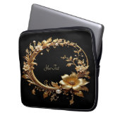 Golden Floral Ornate Frame Laptop Sleeve (Vorderseite Links)