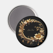 Golden Floral Ornate Frame Magnet (Vorderseite/Rückseite)