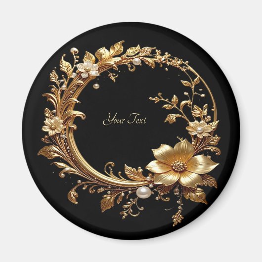 Golden Floral Ornate Frame Magnet (Vorne)