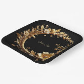 Golden Floral Ornate Frame Paper Plate Pappteller (Gewinkelt)