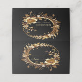 Golden Floral Ornate Frame Place Card Platzkarte (Außenseite Aufgefaltet)