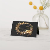 Golden Floral Ornate Frame Place Card Platzkarte (Rückseite)