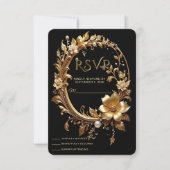 Golden Floral Ornate Frame RSVP Card (Vorderseite)