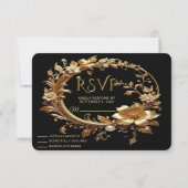 Golden Floral Ornate Frame RSVP Card Karte (Vorderseite)