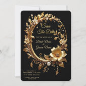 Golden Floral Ornate Frame Save The Date (Vorderseite)