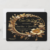 Golden Floral Ornate Frame Save The Date (Vorderseite)