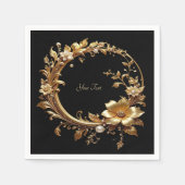 Golden Floral Ornate Frame Serviette (Vorderseite)