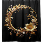 Golden Floral Ornate Frame Shower Curtain Duschvorhang (Vorderseite)