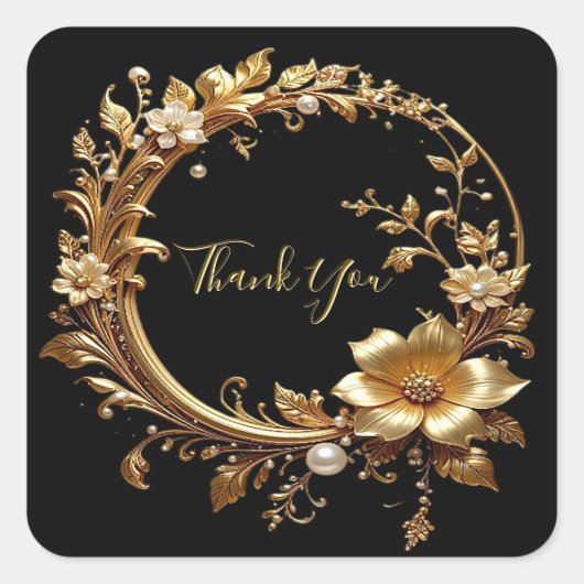 Golden Floral Ornate Frame Sticker (Vorderseite)