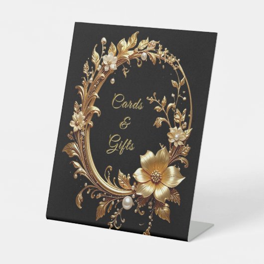 Golden Floral Ornate Frame Tabletop Signs Sockelschild (Vorderseite)