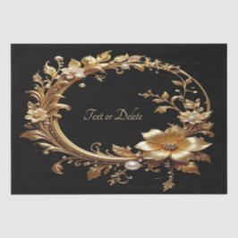Golden Floral Ornate Frame Tissue Paper Seidenpapier