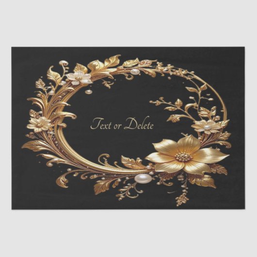 Golden Floral Ornate Frame Tissue Paper Seidenpapier (Vorderseite)