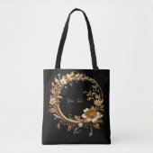 Golden Floral Ornate Frame Tote Bag Tasche (Vorderseite)