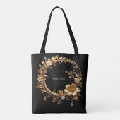 Golden Floral Ornate Frame Tote Bag Tasche (Rückseite)