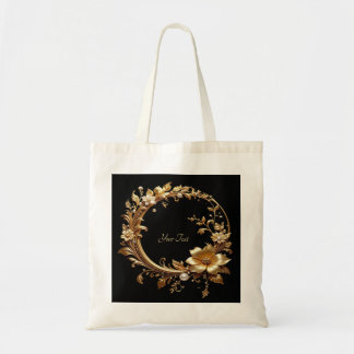 Golden Floral Ornate Frame Tote Bag Tragetasche