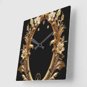 Golden Floral Ornate Frame Wall Clock Quadratische Wanduhr (Winkel)