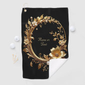 Golden Floral Ornate Golf Towel Golfhandtuch (Insitu)