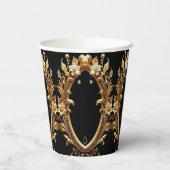 Golden Floral Ornate Paper Cups Pappbecher (Rückseite)