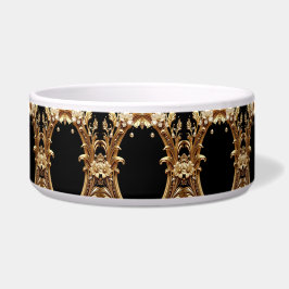 Golden Floral Ornate Pet Bowl Napf