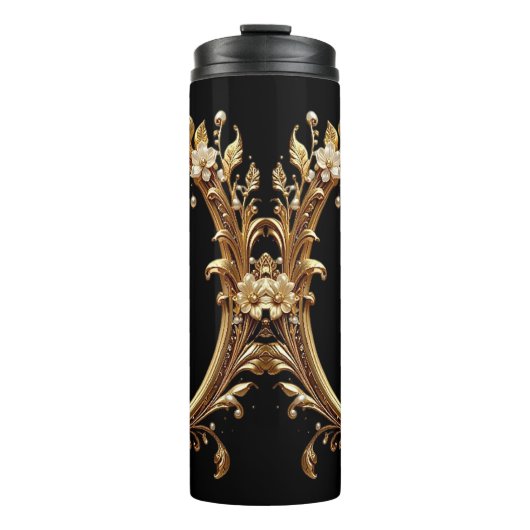 Golden Floral Ornate Thermosbecher (Vorderseite)