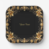 Golden Floral Paper Plate Pappteller (Vorderseite)