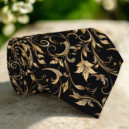 Golden Floral Pattern  Elegant Luxury Modern Krawatte