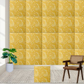 Golden Floral Pattern Keramik Tile Fliese