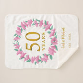 Golden Floral Pink Kraut zum 50. Jubiläum Sherpadecke (Vorderseite (Horizontal))