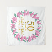 Golden Floral Pink Kraut zum 50. Jubiläum Wandteppich (Vorderseite (Horizontal))