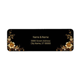 Golden Floral Return Address Label