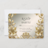 Golden floral RSVP Card Karte (Vorderseite)
