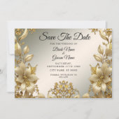 Golden Floral Save the Date (Vorderseite)