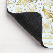 Golden floral seamless pattern personalized name mousepad (Ecke)