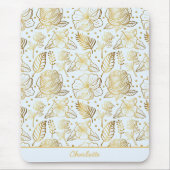 Golden floral seamless pattern personalized name mousepad (Vorne)