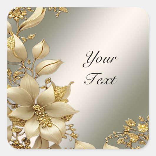 Golden Floral Sticker (Vorderseite)