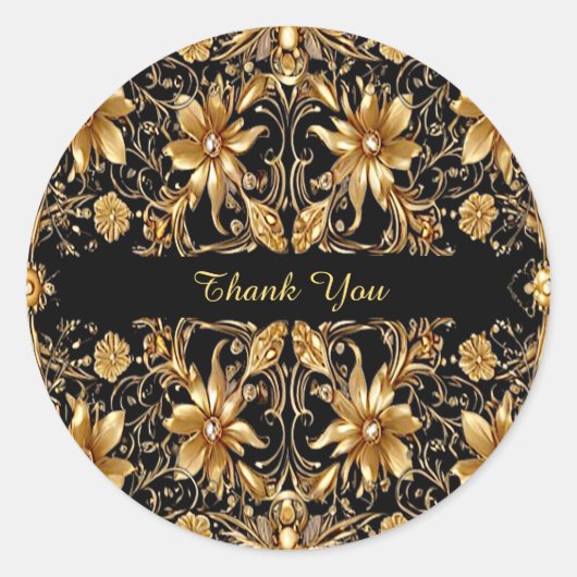 Golden Floral Sticker (Vorderseite)