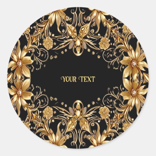 Golden Floral Sticker (Vorderseite)