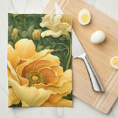 Golden Floral Tapestry Geschirrtuch (Viertel Falte)