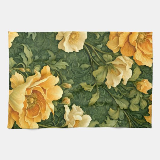 Golden Floral Tapestry Geschirrtuch (Horizontal)