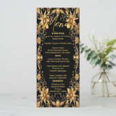 Golden Floral Wedding Menu Menükarte (Stehend Vorderseite)