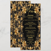 Golden Floral Wedding Menu Menükarte (Vorne/Hinten)