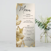 Golden Floral Wedding Menu Menükarte (Stehend Vorderseite)