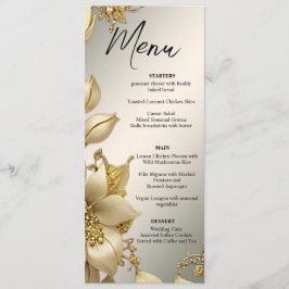 Golden Floral Wedding Menu Menükarte