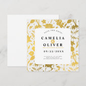 Golden Floral Wedding/Verlobung Save the Date (Vorne/Hinten)
