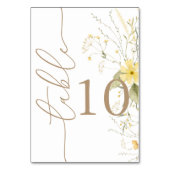 Golden Floral | Wildblume Table Card Double Digit Tischnummer (Rückseite)