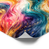 Golden Flow Abstrakte Wellen Poster (Ecke)