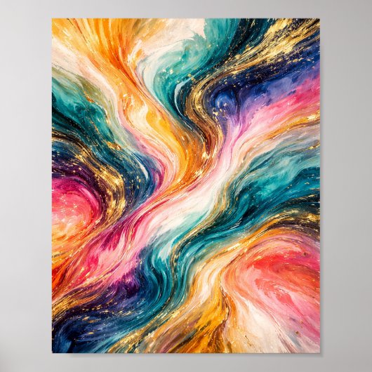 Golden Flow Abstrakte Wellen Poster (Vorne)