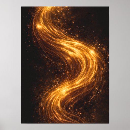 Golden Flow Dark Abstract Wall Art – Luxury Gold  Poster (Vorne)