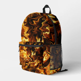 Golden Flow – Geschmolzene Energie Kunst Bedruckter Rucksack