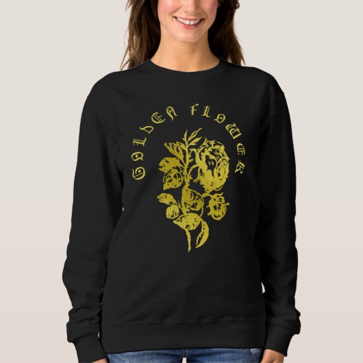 Golden Flower – Embroidered-Style Luxury Design Sweatshirt (Vorderseite)